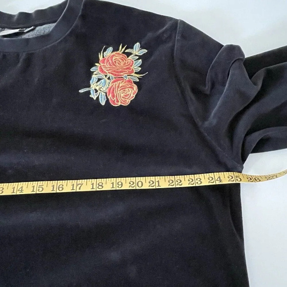 ASOS Long Sleeve 3X Velvet Sweatshirt Top Black Embroidered Lounge Boho - Picture 8 of 9
